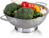 GEEDIAR Stainless Steel Micro-Perforated 5-Quart Colander - Professional Strainer with Heavy Duty Handles