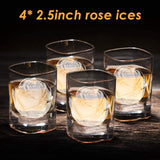 GEEDIAR Ice Cube Tray, Rose Ice Cube Trays, 4 Cavity Silicone Rose Ice Ball Maker