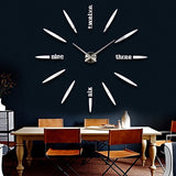 GEEDIAR DIY 3D Large Wall Clock Models Home Decoration Mirror Wall Stickers Big Clock Gift Recommend (Silver)