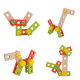 GEEDIAR Wooden Toolbox Kids Educational Toy DIY Construction Toolbox Pretend Toys 43pcs