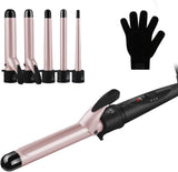 GEEDIAR 5 In 1 Multifunction Curling Iron Curling Wand with 5 Interchangeable Ceramic Coating Barrels Hair Curler
